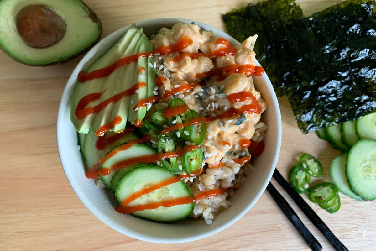 Easy Spicy Chickpea Sushi Bowl