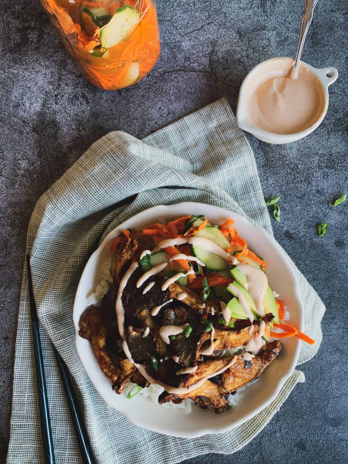 Oyster Mushroom Bulgogi Bowls vegan, gf