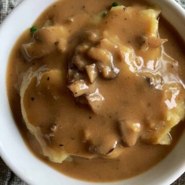 Creamy Mushroom Gravy over mashed potatoes