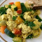 tofu scramble with vegetables and toast