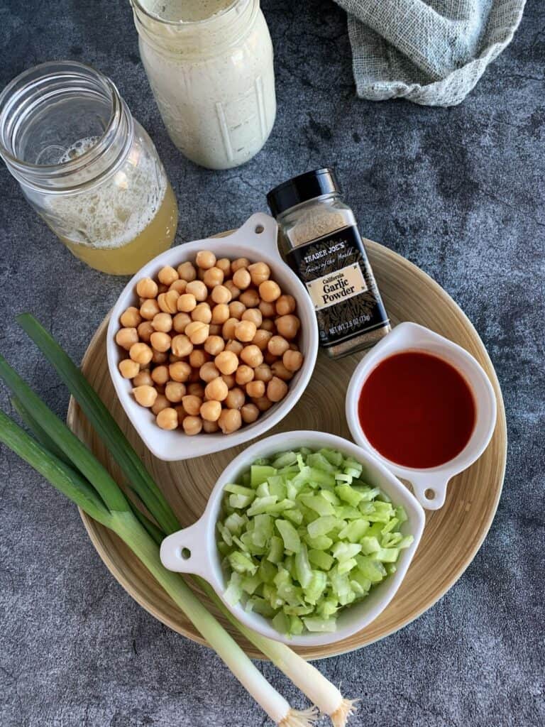 ingredients for buffalo chickpea egg rolls