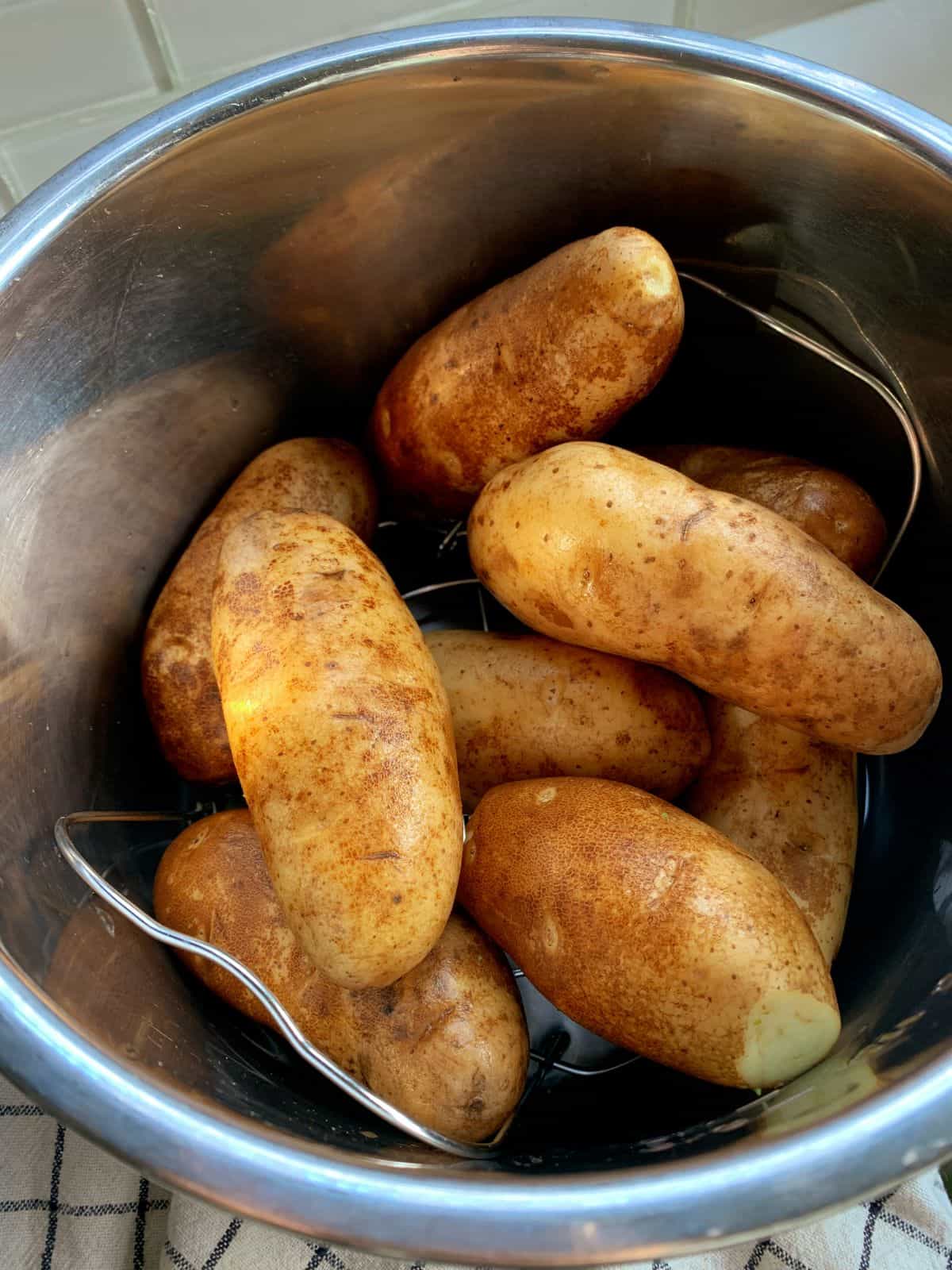 Washed potatoes ready to be cooked.