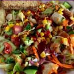 Pinterest image of a chopped vegan bbq salad.