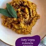 pinterest image for easy, vegan pumpkin risotto