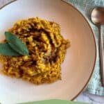 pinterest image for easy, vegan pumpkin risotto