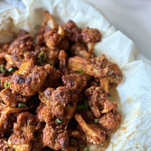 Baked, oil free crispy gochujang cauliflower