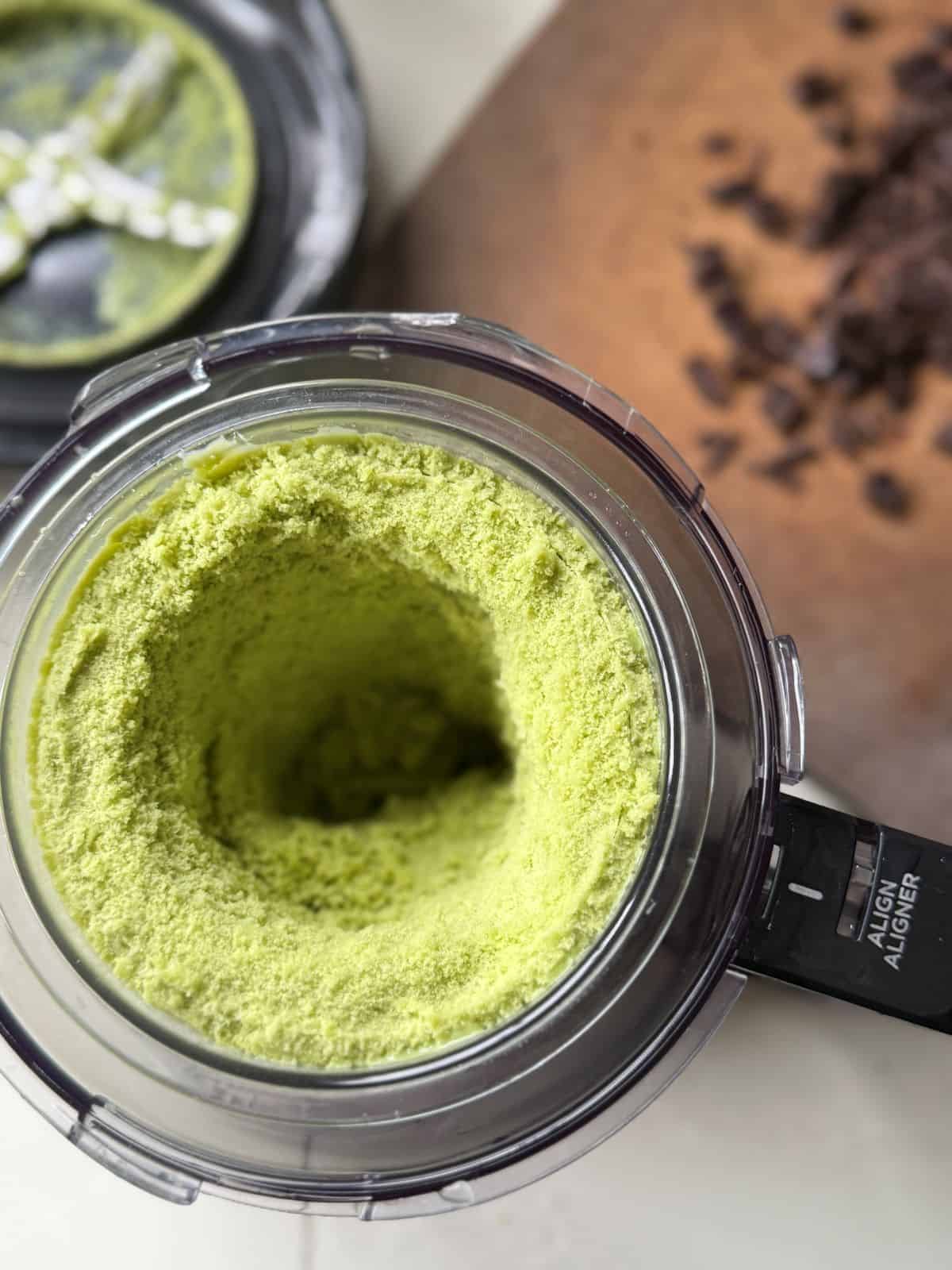 Vegan mint choclate chip ice cream after first spin in creami