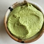 High protein edamame pesto hummus.