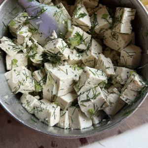 Marinated lemon dill tofu