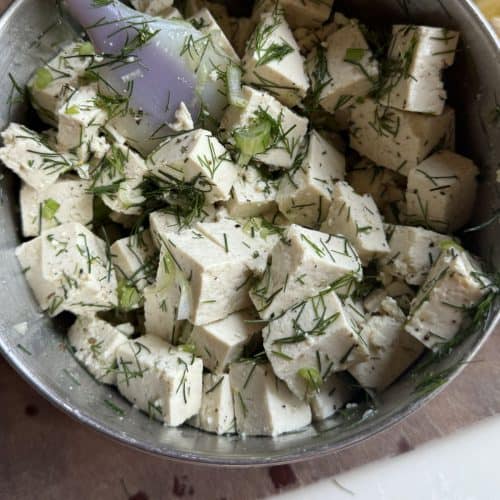 Marinated lemon dill tofu
