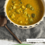 broccoli cheddar soup in a bowl- dairy free and vegan