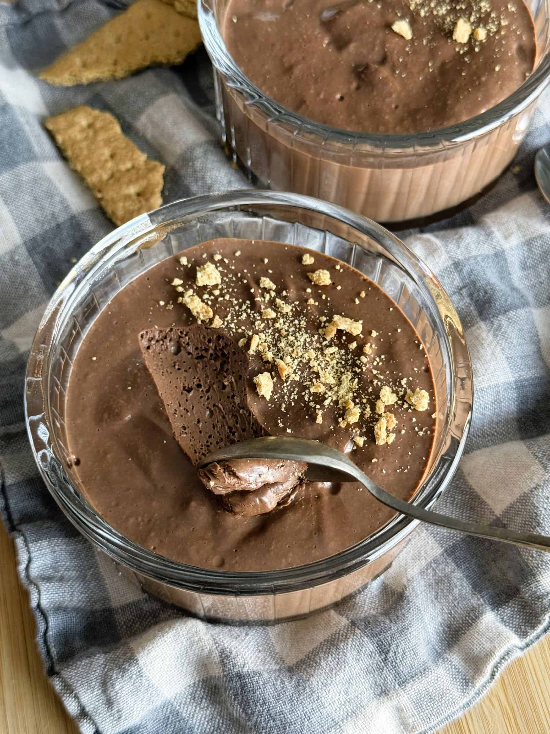 Vegan Chocolate Mousse with graham cracker crumbs
