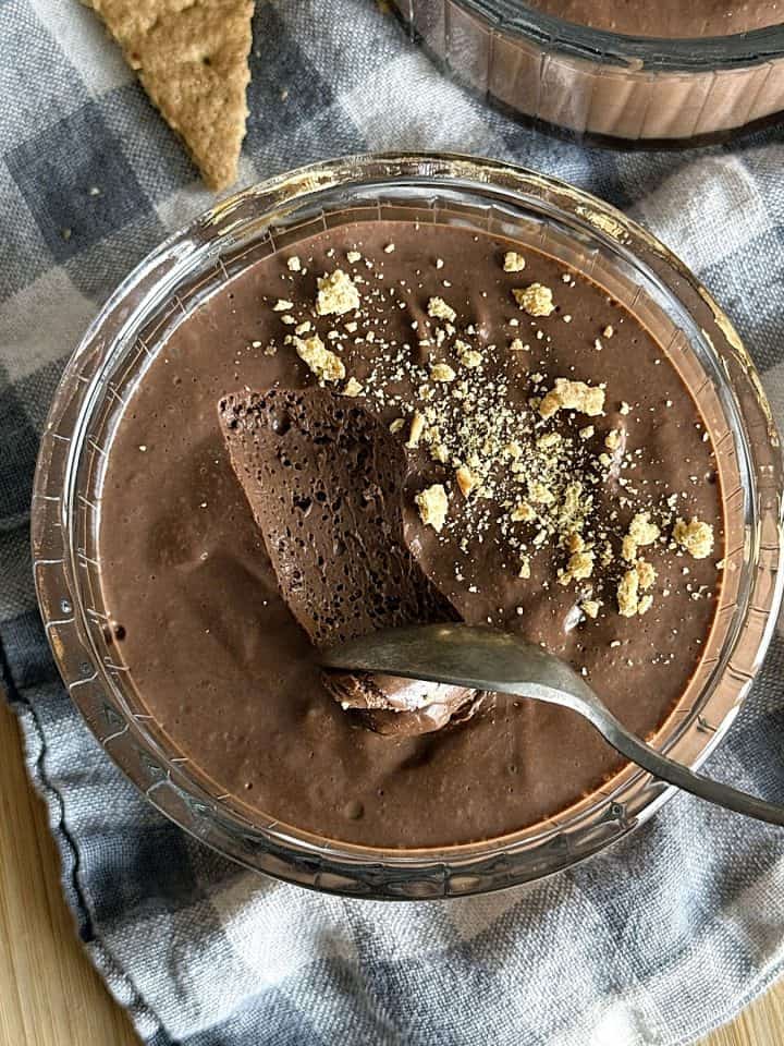 Vegan Chocolate Mousse with graham cracker crumbs