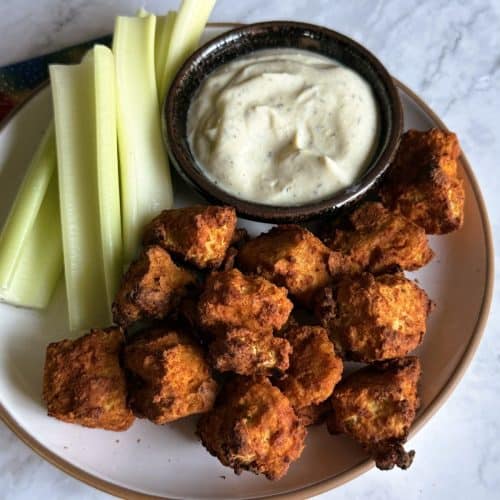 Easy oil free buffalo tofu air fried or baked
