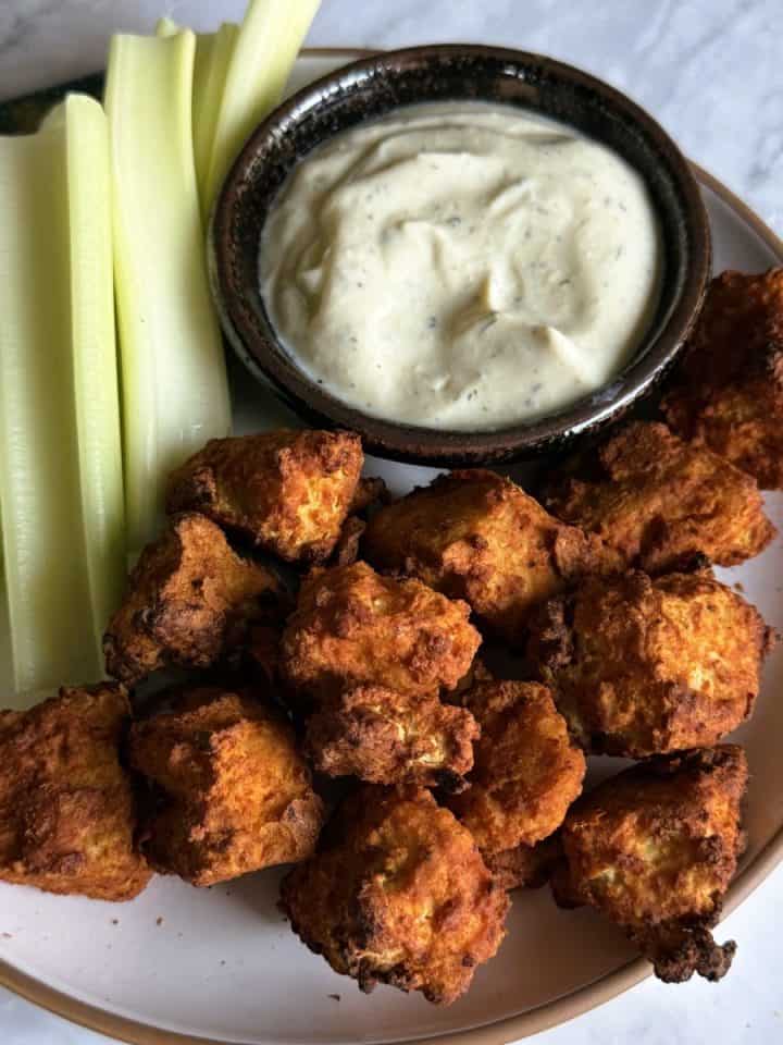Easy oil free buffalo tofu air fried or baked