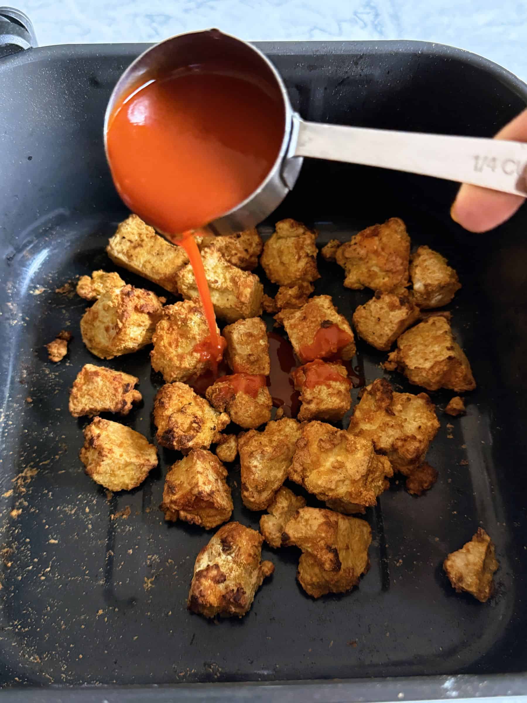 Easy oil free buffalo tofu air fried or baked
