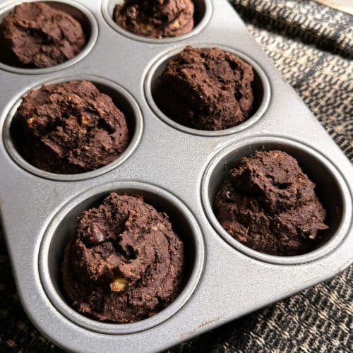 Vegan oil free chocolate banana muffins