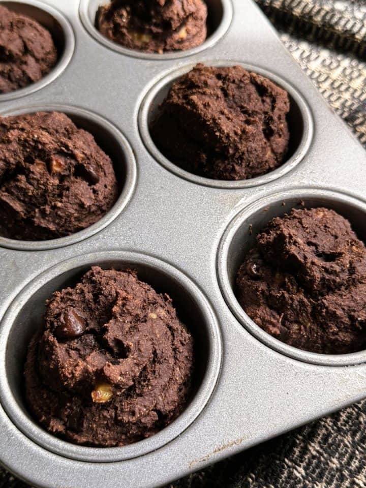 Vegan oil free chocolate banana muffins