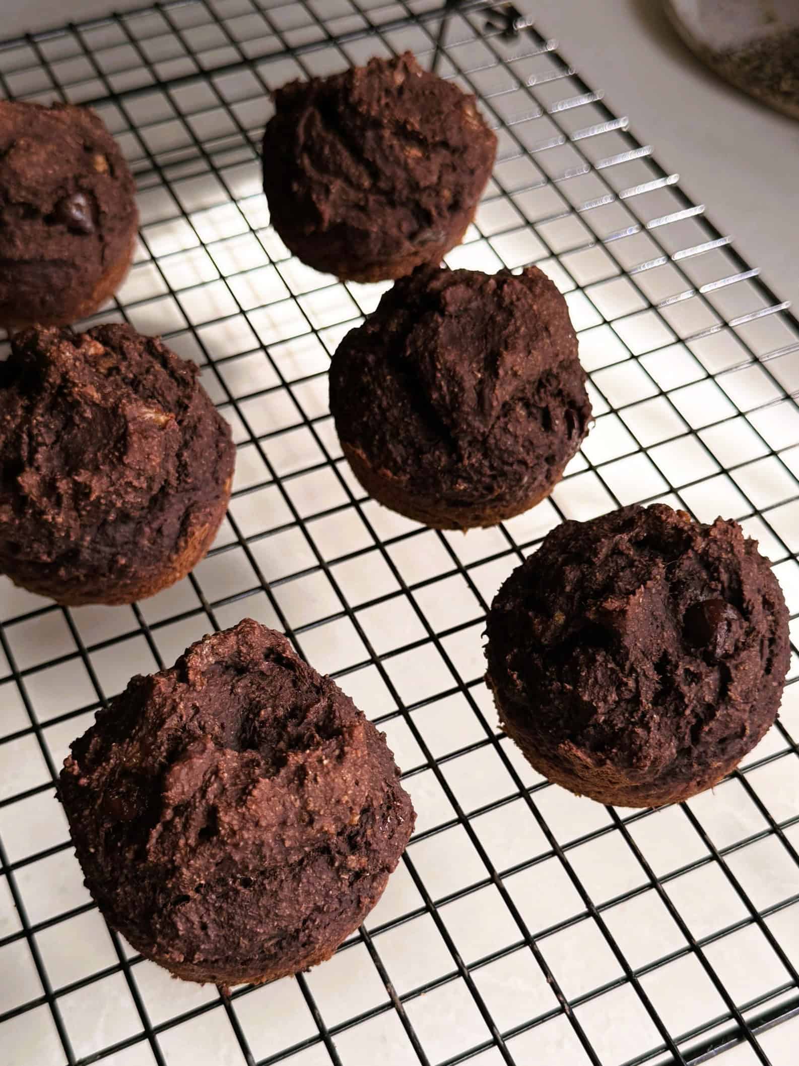 Vegan oil free chocolate banana muffins