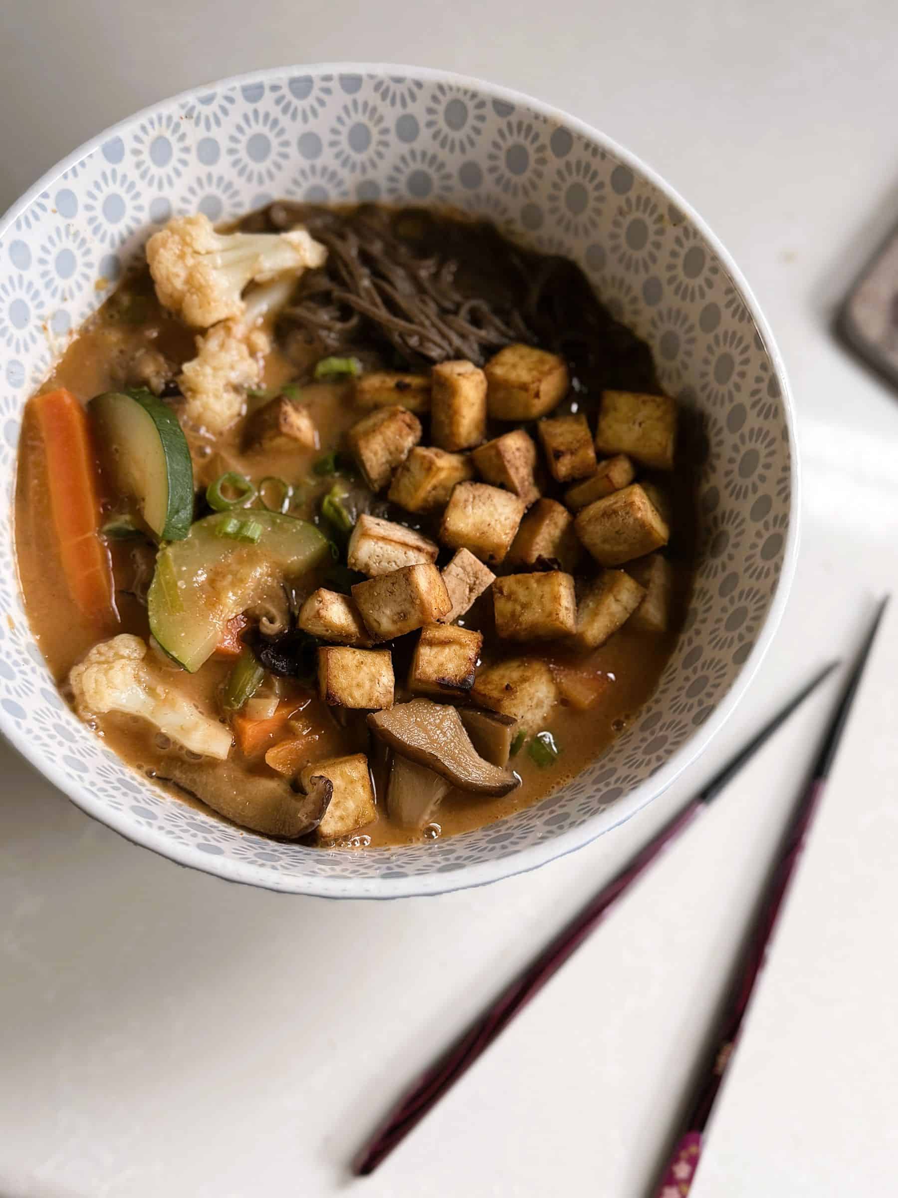 Healthy Vegan Creamy Gochujang Soba Soup