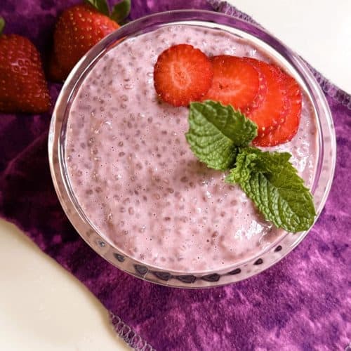 Vegan Strawberry Chia Pudding with protein