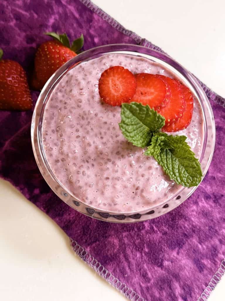 Vegan Strawberry Chia Pudding with protein